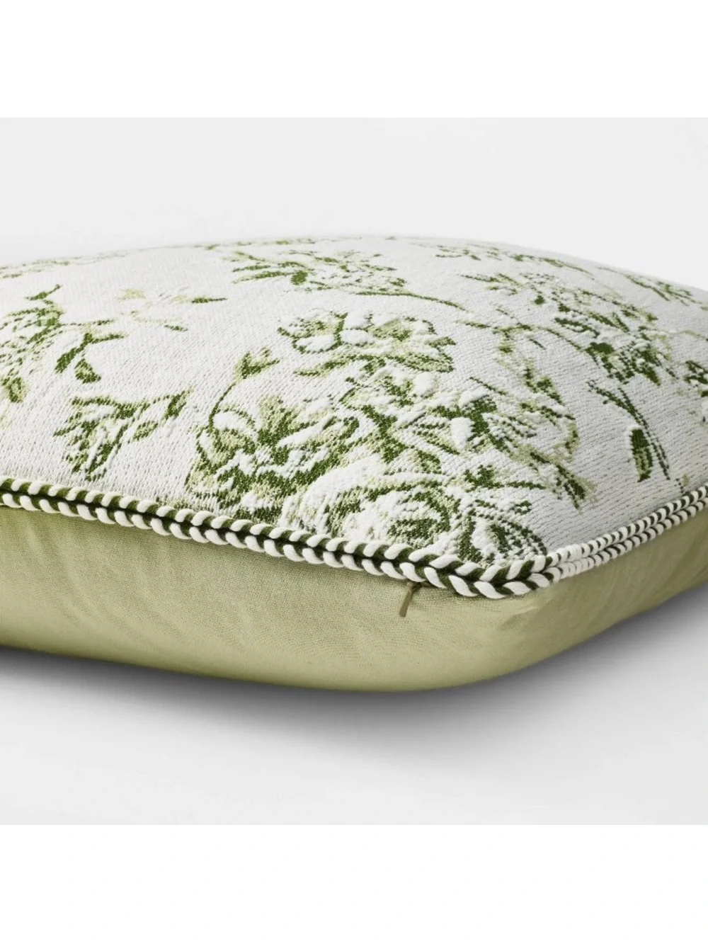 Studio McGee 24” Square Floral Jaquard Accent Pillow Green